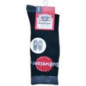 Wholesale - 1pr BUDWEISER BLK MEN CREW SOCKS SIZE 10-13 C/P 60, UPC: 194382039311